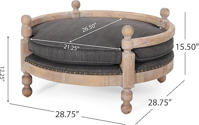 Christopher Knight Home Rines Upholstered Medium Pet Bed - Charcoal/Antique Natural