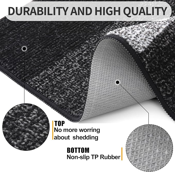 Kitinjoy Indoor Outdoor Door Mat, 48x32 Non-Slip Absorbent Dirt Trapper