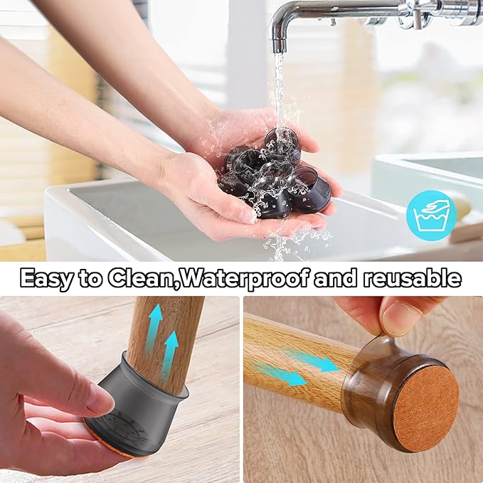 24PCS Upgraded Silicone Chair Leg Floor Protectors