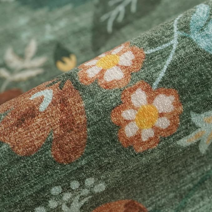 Washable 3x10 Hallway Runner Rug: Floral Scalloped Soft Runners