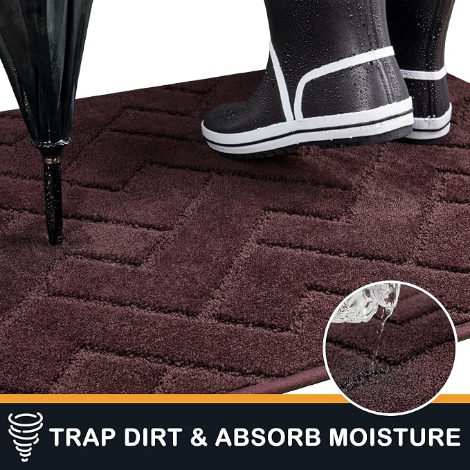 PURRUGS Dirt Trapping Door Mat 20" x 31.5", Non-Slip Machine Washable Entry Rug