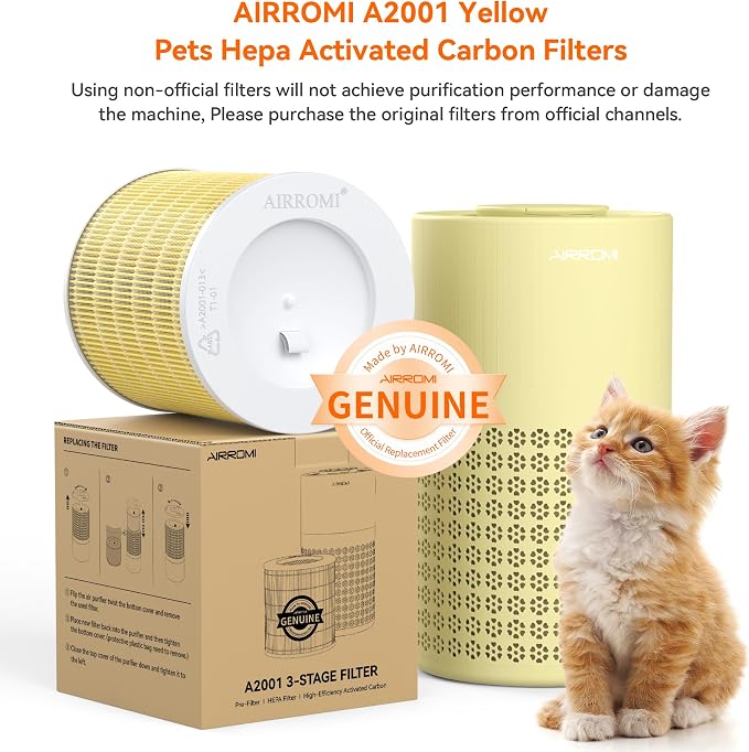 AIRROMI A2001 HEPA Air Purifier Replacement: Original 3-in-1 Filter, Removes
