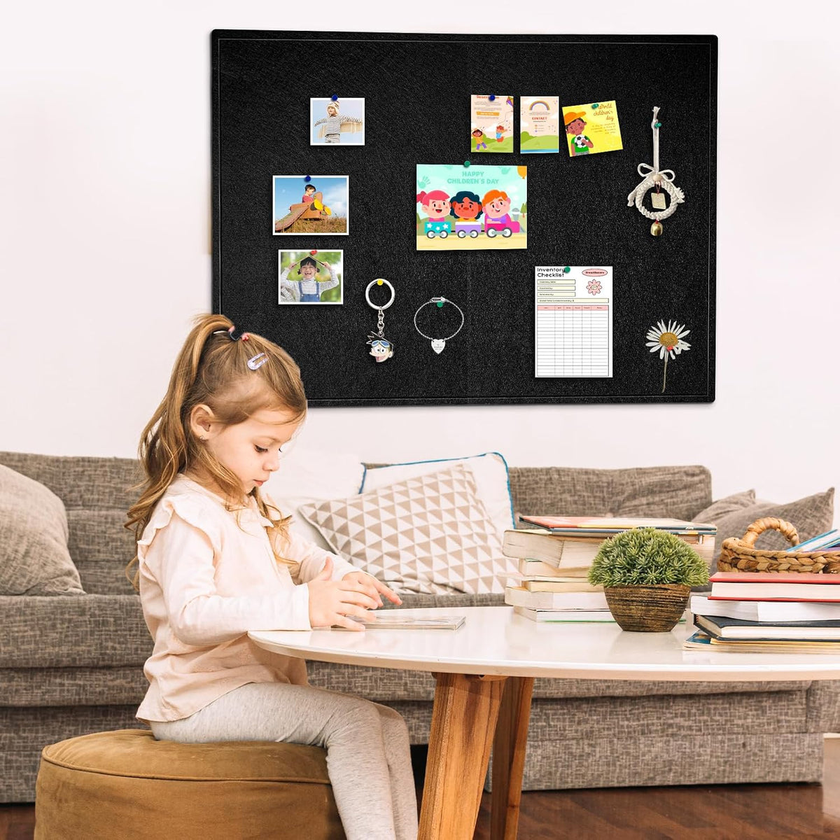 DOLLAR BOSS Large Bulletin Board 48"x36" Foldable Felt Cork Board, Black