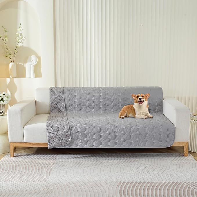Waterproof Dog Bed Cover Non-Slip Stain Resistant pet Sofa Cushion, pet Mattress Cover Cover, Sofa Furniture Protector for Small Dogs Large Dogs and Cats (Light Gray) (68x82in)