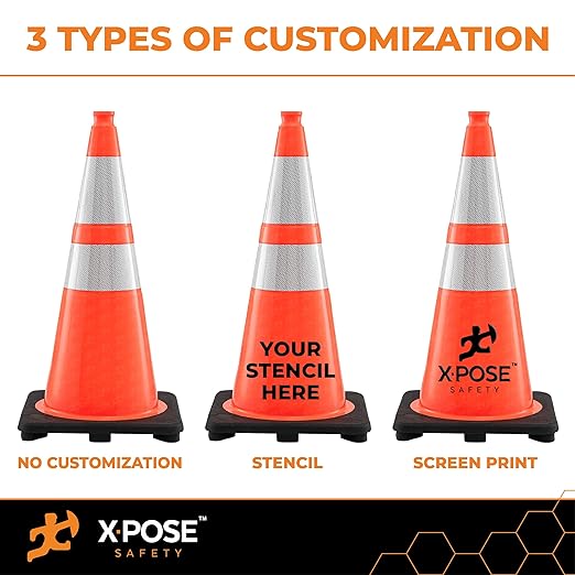 Xpose Safety 28 Inch Orange Traffic Cones - Bulk Full Pallet 297 Pack - Multipurpose PVC Plastic Safety Cone for Parking, Soccer, Caution, Kids, and Construction - DOT Approved