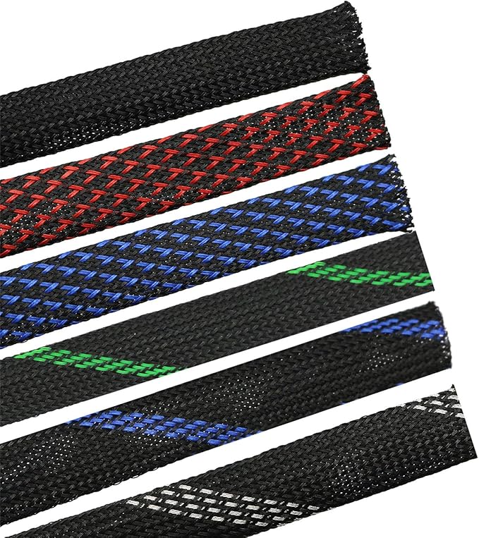 30ft PET Expandable Sleeving Wire Cable Sleeve (2/3", Silver&Black)