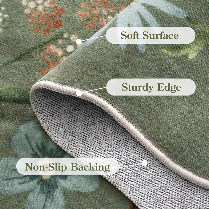 Lahome Floral Washable Rugs, 4X6 Rug