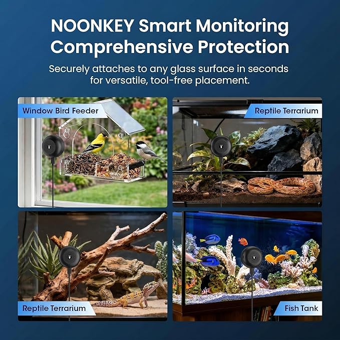3MP 2K Pet Camera for Aquarium, Reptile & Bird Feeder, No Drill Window Security Camera, 5GHz/2.4GHz WiFi, Color Night Vision, 24/7 Recording, Human Detection & Alarm, 2-Way Audio, Work w/Alexa