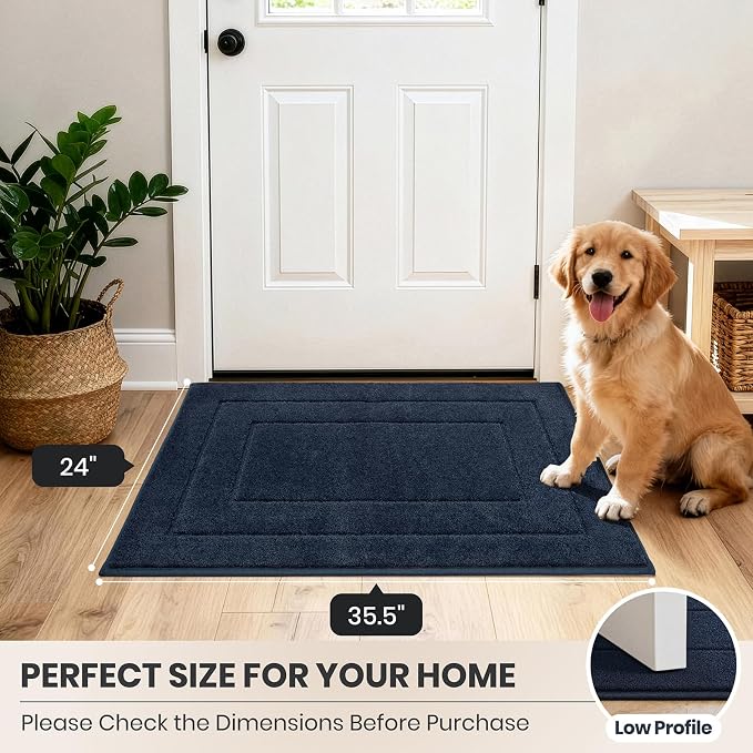 PURRUGS Dirt Trapping Door Mat 24" x 35.5", Non-Slip/Skid Machine Washable