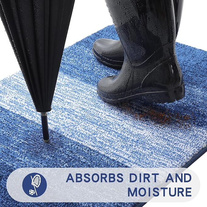 Kitinjoy Indoor Outdoor Door Mat, 48x32 Non-Slip Absorbent Dirt Trapper