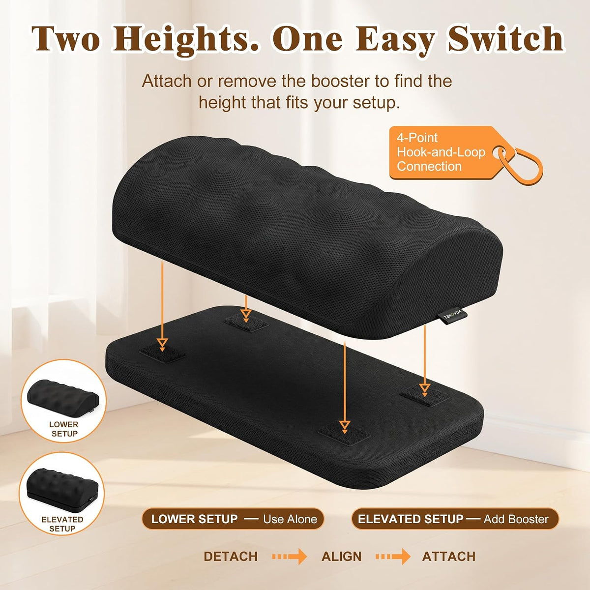 Memory Foam Foot Rest for Under Desk at Work with Washable Cover