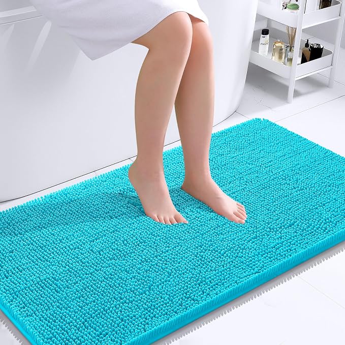 OLANLY Bathroom Runner Rugs 44x24, Soft Absorbent Chenille Bath Rugs, Rubber