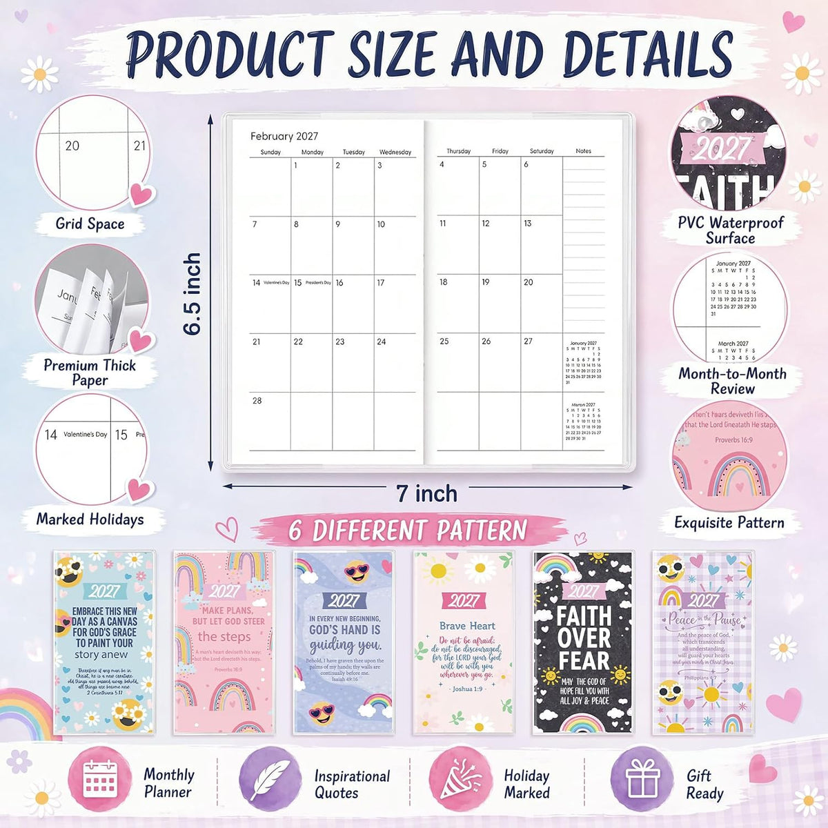 ReliThick 24 2027Small Pocket Calendar Gift for Christmas, Preppy