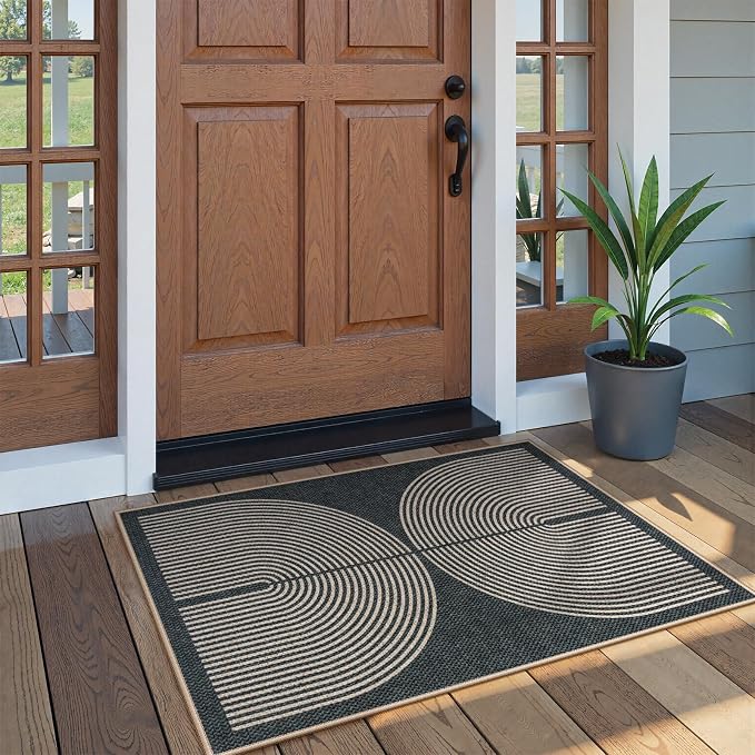 Lahome Enfys Rainbow Easy Jute Rug, Farmhouse Non Slip Non Shedding Lightweight