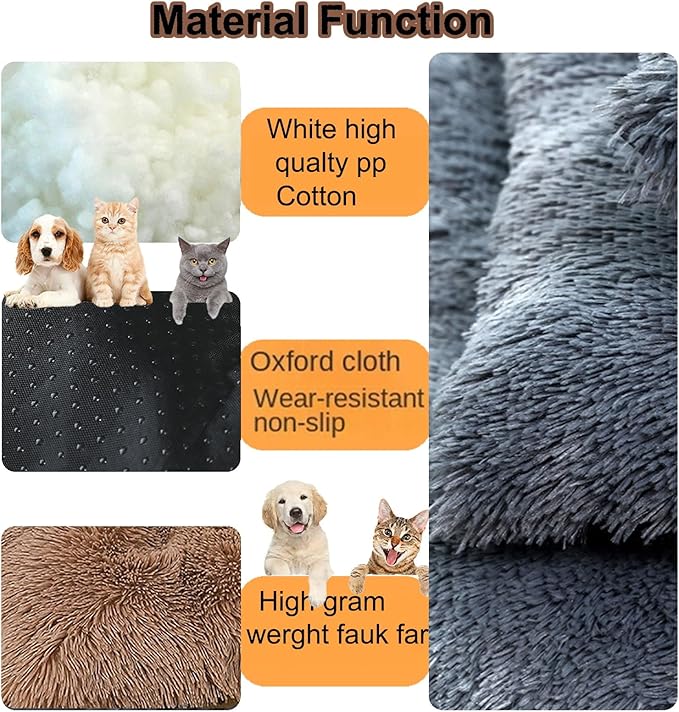 Dog Crate Mat, Dog Bed for Large Dogs, Comfy Fluffy Kennel Pad Anti-Slip for Dog beds & Furniture, Quilted Dog Bed for Pets for Medium/Small Dogs Cats (Color : Khaki, Size : 16.9x11)