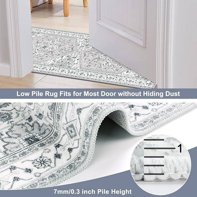 Yamaziot Washable Runner Rug, 2x8 Non-Slip Boho Vintage Hallway Rug
