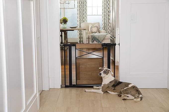 Safety 1st Adjustable Baby Gate for Doorways, Modern Farmhouse Style Gates for Pets, Toddlers, Babies, Children, Wood