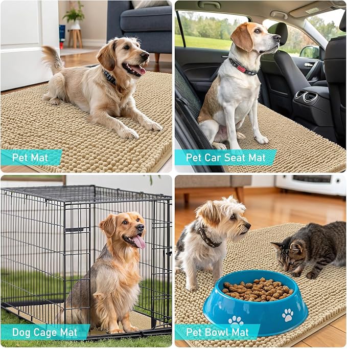 OLANLY Dog Door Mat for Muddy Paws 54x24, Absorbs Moisture and Dirt, Absorbent