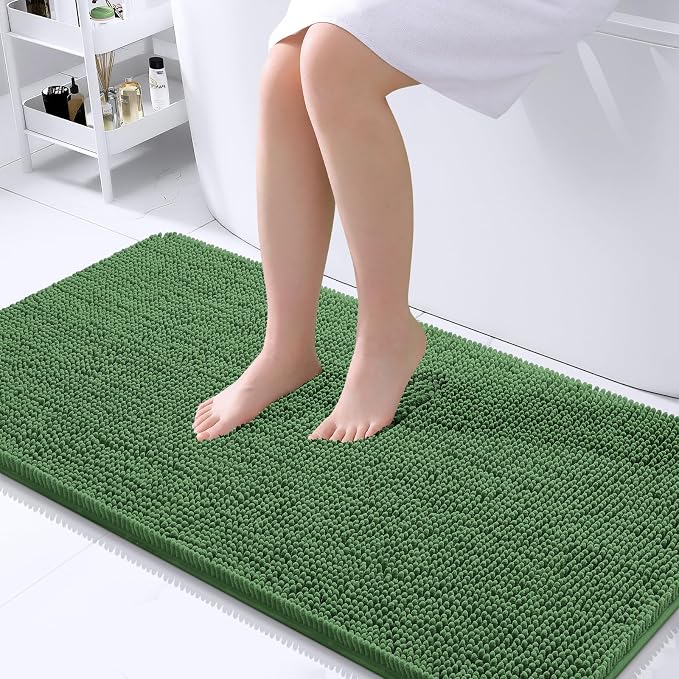 OLANLY Bathroom Runner Rugs 44x24, Soft Absorbent Chenille Bath Rugs, Rubber