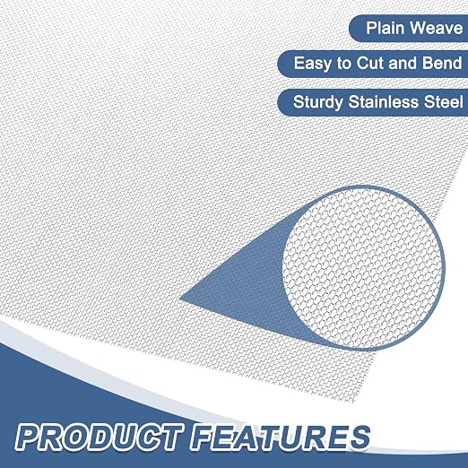 uxcell 30 Mesh 118" x 10" Woven Wire Mesh, 316 Stainless Steel Air Vent Filter