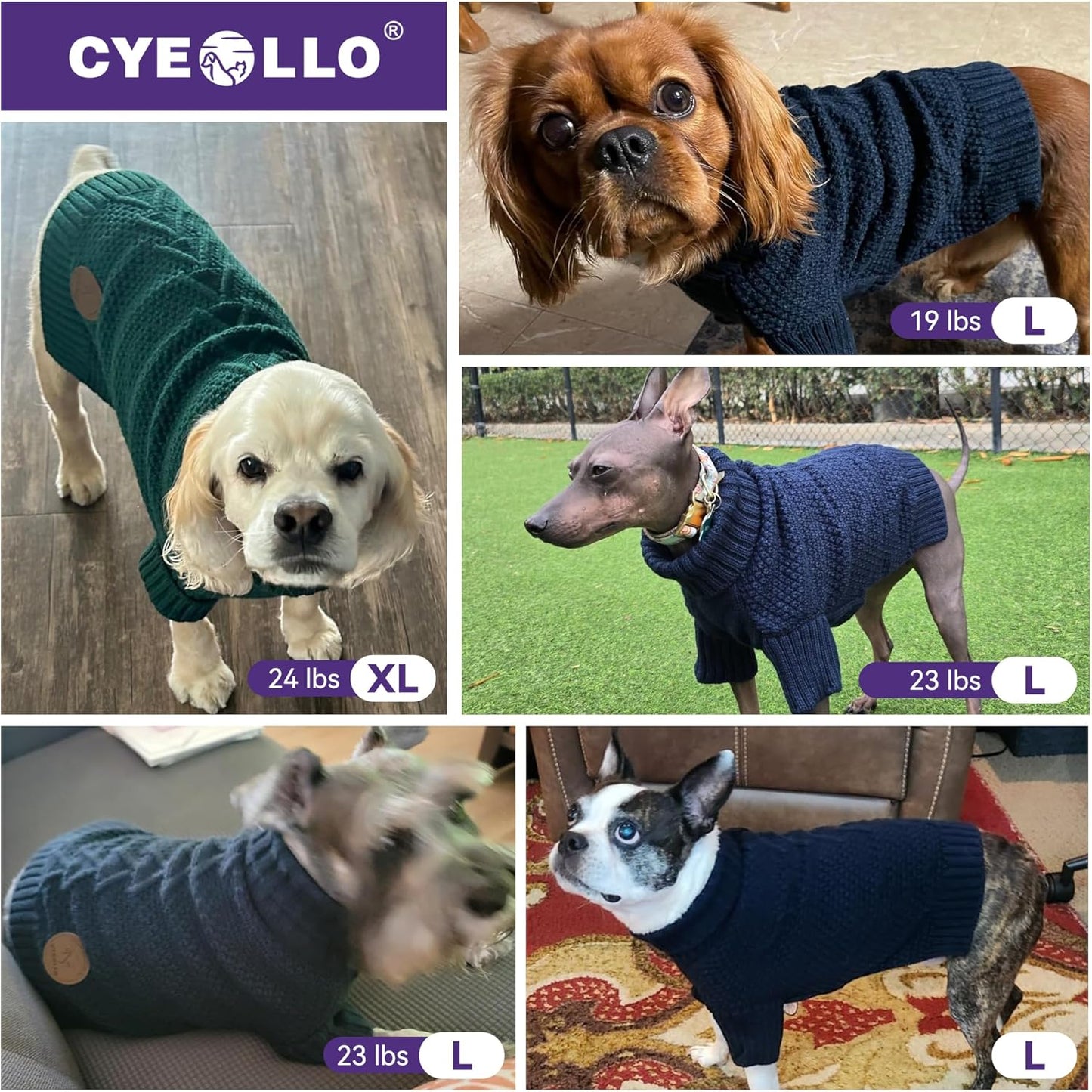 cyeollo Dog Sweater Pullover Turtleneck for Dogs, Classic Knitwear Fall Winter Cold Weather Dog Clothes Warm Pet Apparel Small Medium Large Pet Sweaters, Orange XL