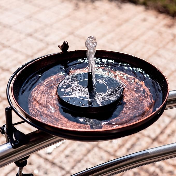 DREAMSOUL Deck Mounted Bird Bath Metal Birdbath Bowl Unheated with Lightweight Detachable, Bird Baths with Adjustable Sturdy Steel Clamp for Deck Railing Balcony Yard Garden Decoration