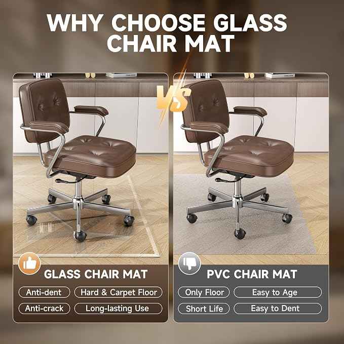 50“ x 44” Beveled Edge Glass Chair Mat