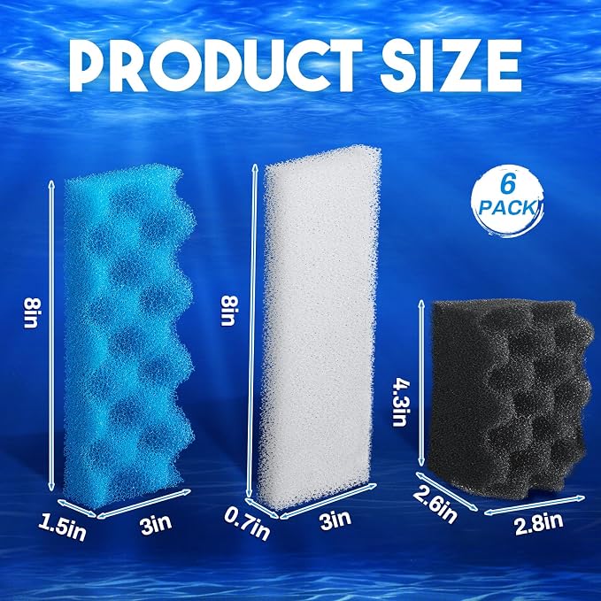 18 Pcs Compatible with 306/307 Bio Sponge Set Compatible with Aquarium Filters