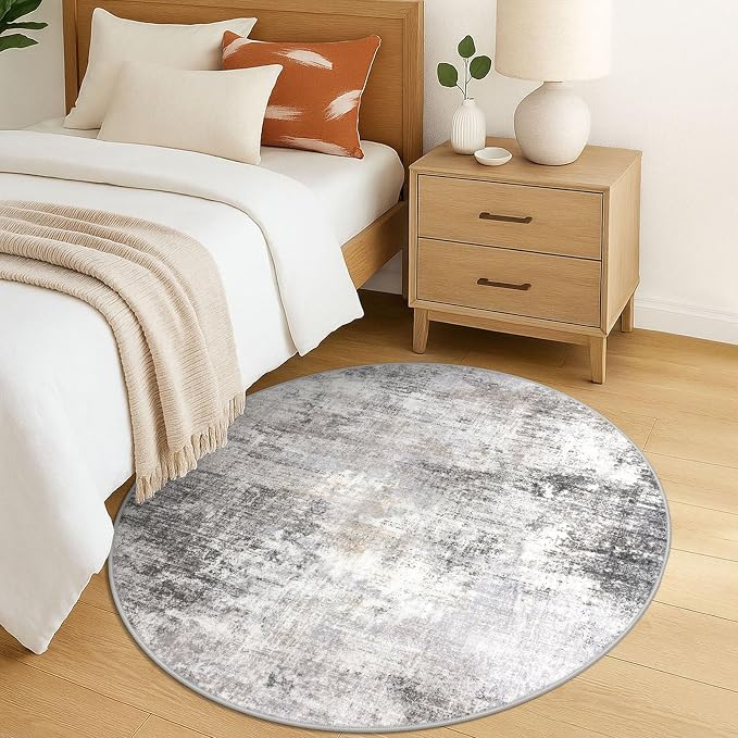 IOHOUZE Round Area Rug 5 Ft Circle Entryway Rugs Round Washable Door Mat Indoor