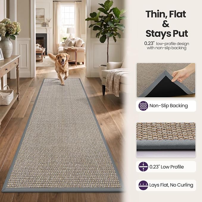 DEX Hallway Runner Rug 2'4''x8, Non Slip Rubber Backing Inside Entryway Carpet
