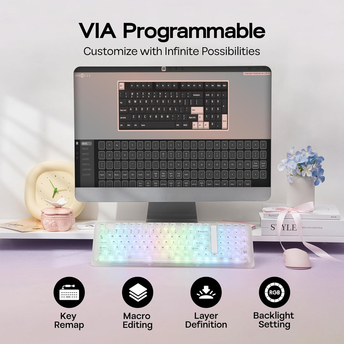 KiiBoom Phantom98 Lite 96% Wireless Mechanical Gaming Keyboard, VIA Custom