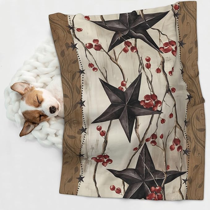 Western Star Blanket for Dog Cat - Rustic Boho Throw Blanket 30x20 Star Pet Blanket for Couch Sofa Bed