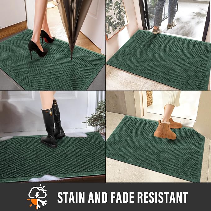 HIYARD Sturdy Front Door Mat, Absorbent Muddy Dirt Resist Welcome Door Mats