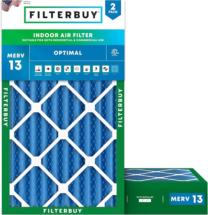 Filterbuy 12x24x4 Air Filter MERV 13 Optimal Smoke & Allergy Defense,