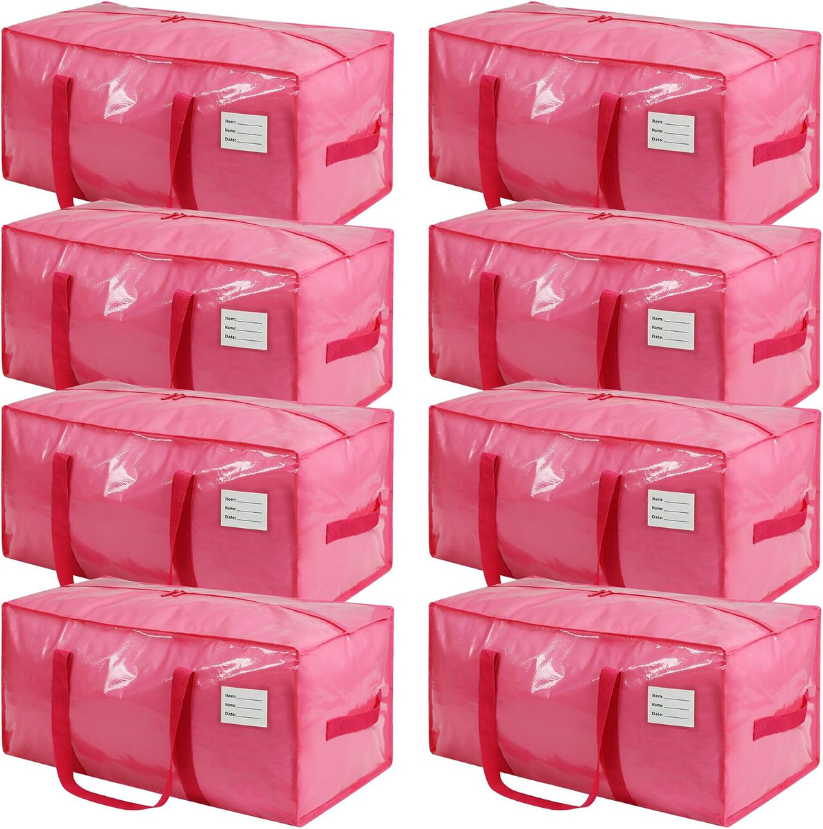 VTSVTS 8 Pack Extra Heavy Duty Large Moving Bags with Comfortable Handle & Strong Zipper,Storage Totes for Space Saving Moving Storage College Supplies Alternative to Moving Box,Pink