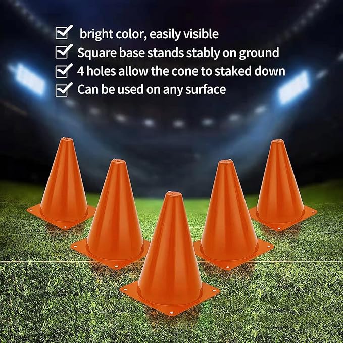 Cones Sports for Kids, Small Training Cones Set for Soccer Practice, 24 Pack 7 Inch Agility Field Cone Marker for Football Basketball Drills, Plastic Multi color Baseball Cone for Outdoor Indoor Games
