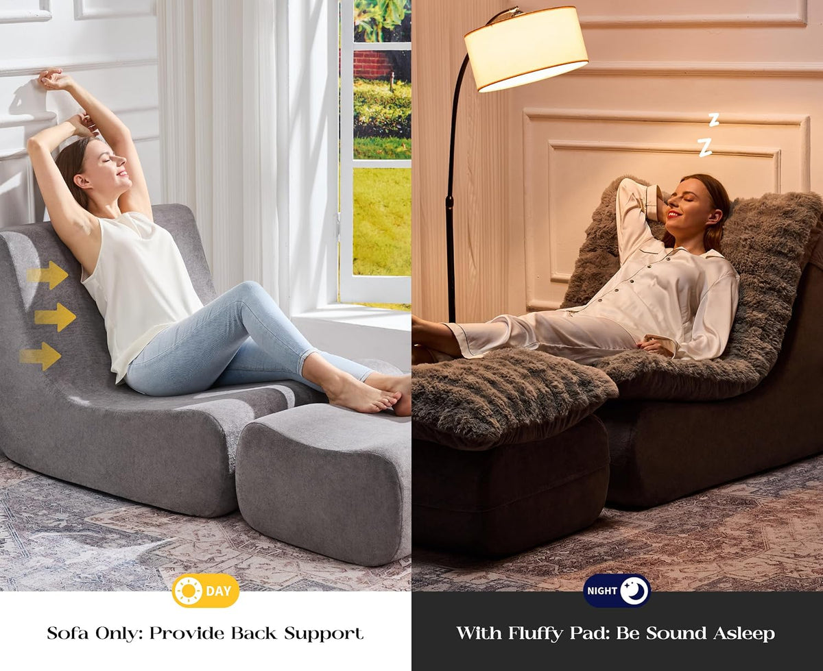 Hobestluk Small Couch Sofa Chaise Lounge Chair Recliner Chair with Footrest
