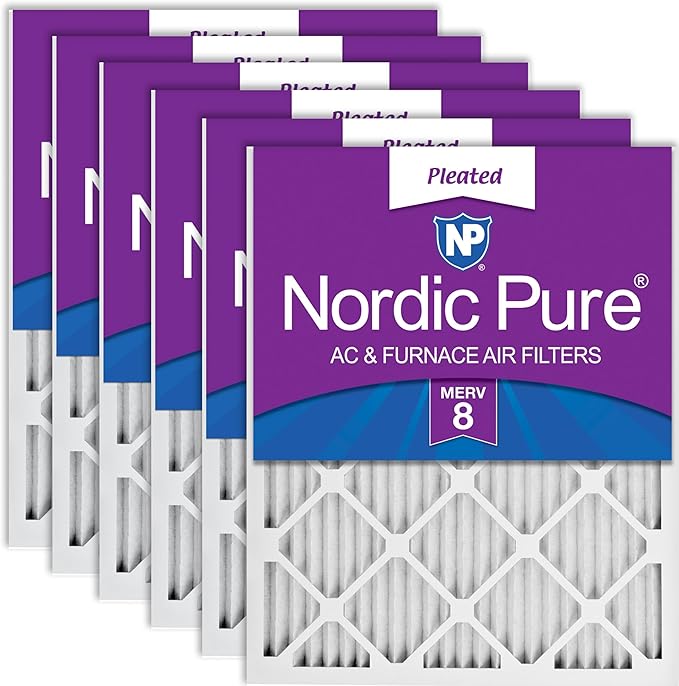 Nordic Pure 20x20x1 Pleated MERV 8 Air Filters 6 Pack