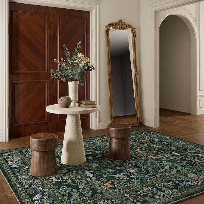 Washable Area Rugs for Living Room: 5x7 Rug Stain Resistant Non Slip Low Pile