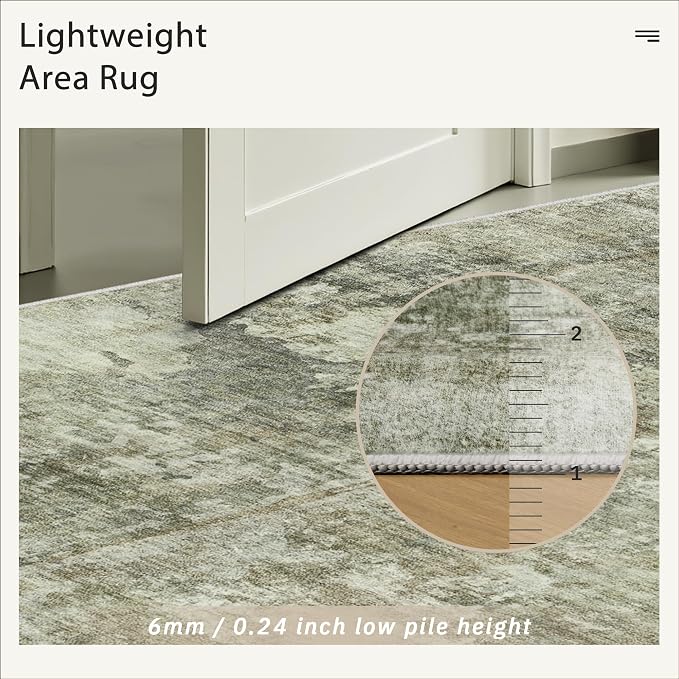 Soalmost Area Rug 6x9 Abstract Living Room Washable Rugs Green Black Non Slip