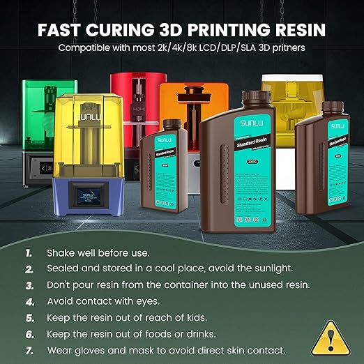 SUNLU 3D Printer Resin 4kg, Fast Curing Standard 3D Resin