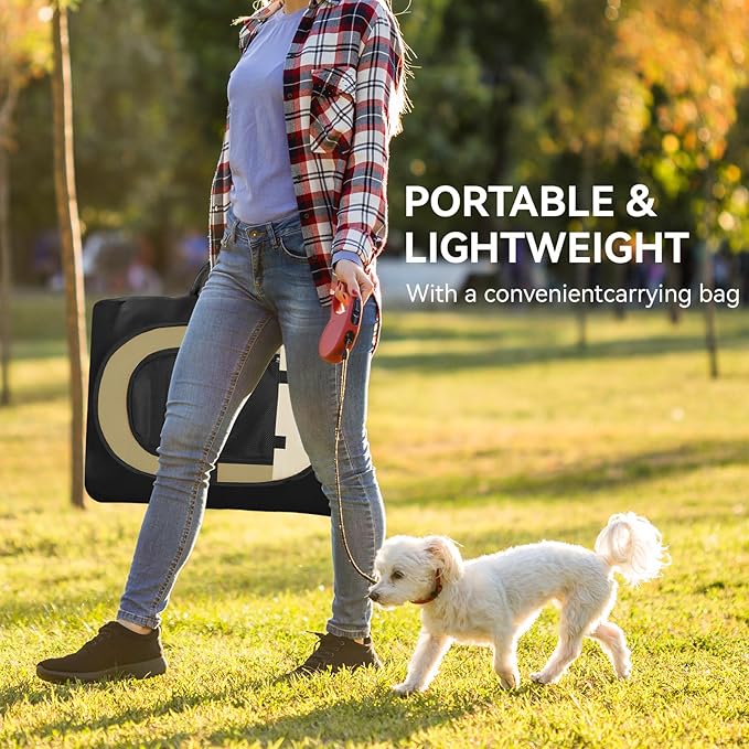 Dog Cat Playpen, Small Puppy Pet Playpen, Dog Crate Tent Cage Indoor/Outdoor, Portable Pop Up Dogs Kennel Playpen with Carrying Case for Dogs/Cats/Rabbits(Khaki, Small)