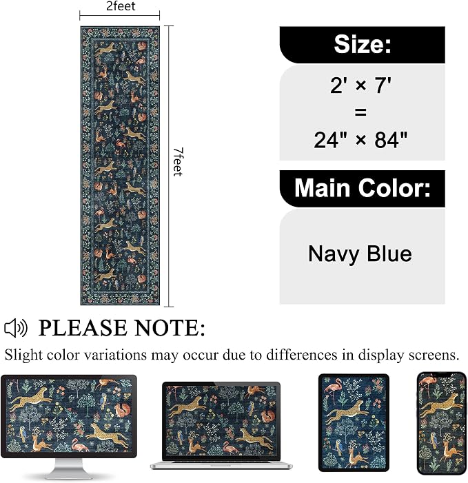 DUKINO Runner Rug, 2x7 Washable Kitchen Rugs