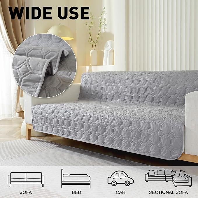 Waterproof Dog Bed Cover Non-Slip Stain Resistant pet Sofa Cushion, pet Mattress Cover Cover, Sofa Furniture Protector for Small Dogs Large Dogs and Cats (Light Gray) (68x82in)