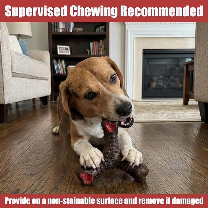 POW Jerky Toughies Tri-Bone Beef Dog Chew, Rawhide-Free & Nylon-Free, Real Beef & Collagen, Dental Texture, for Moderate Chewers and Dogs Over 30 lbs, 1 Count