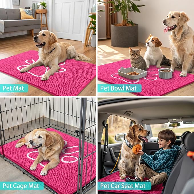 Smiry Dog Door Mat for Muddy Paws, Absorbent Dirt Trapper Non Slip Quick Dry