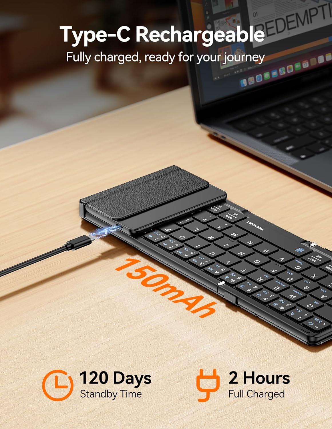 TECKNET Foldable Bluetooth Keyboard with Touchpad & Numpad