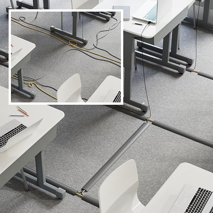 D-Line 6ft Floor Cord Cover, Cable Channel, Protect Cords, Prevent Trips - 0.63" W x 0.31" H - Gray