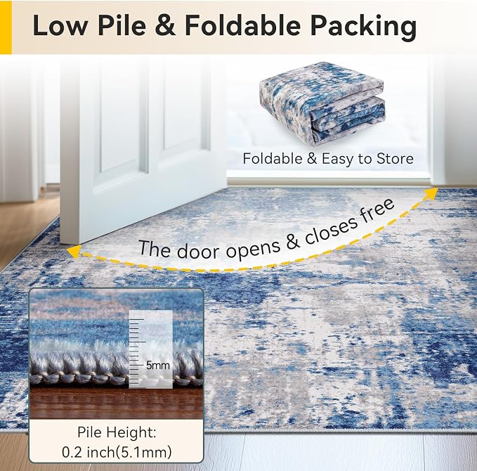 RELEANY Washable Area Rugs 3x7 Non-Slip Modern Abstract Soft