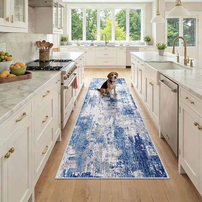 RELEANY Washable Area Rugs 2'6"x8 Non-Slip Modern Abstract Soft